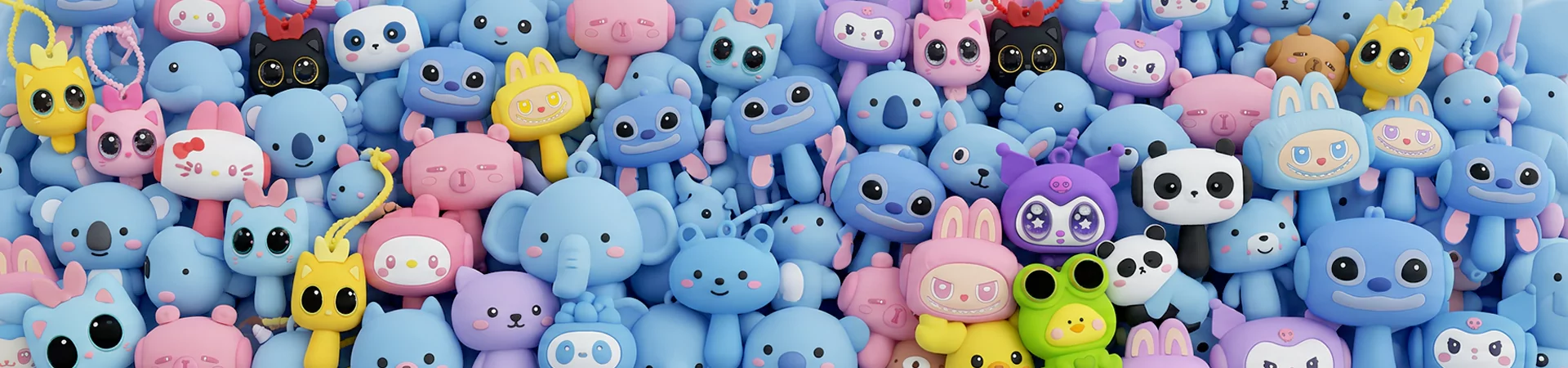 Colorful 3D figurine keychain collection